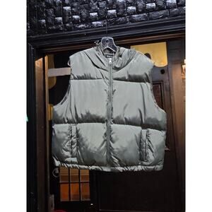 Love Streak Puffer Vest in a grey or army green color Size XL